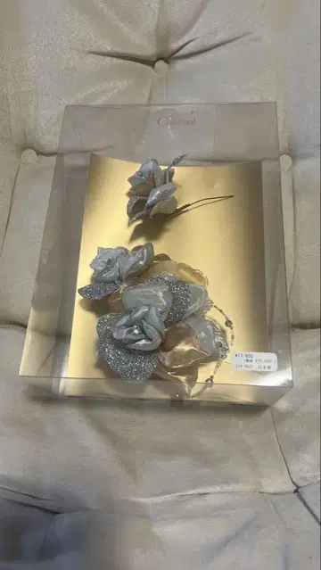 실버 꽃 머리 장식 2개 세트