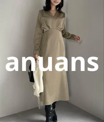 미사용 새상품 anuans 반팔 원피스 SMALL 베이지 여성용