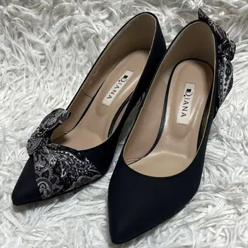 DIANA 다이애나 하이힐 가죽 펌프스 리본 블랙 22.5cm