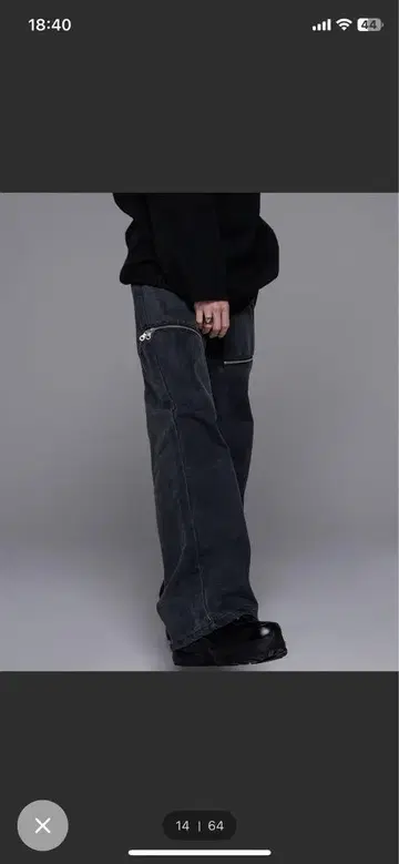 ADRER 더블 지퍼 스트레이트 데님 그레이 L