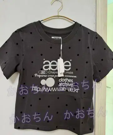 aeae 그레이 도트 무늬 반팔 티셔츠