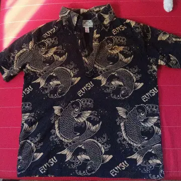 Evisu 코이 피케 셔츠 38 블랙