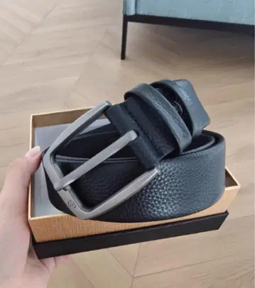 가죽 블랙 벨트 메탈 버클 105cm