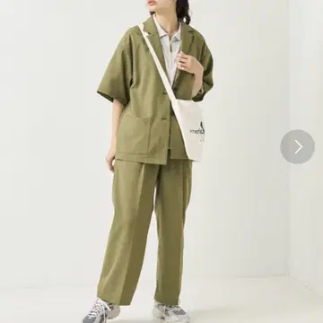 FREAK'S STORE UV 차단 린넨 느낌 반팔 롱 팬츠 셋업