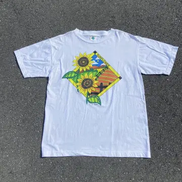 90s 해바라기 티셔츠 Sunflower 아트 T 셔츠