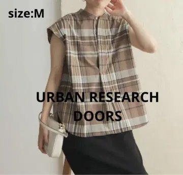 URBAN RESEARCH DOORS 가을 체크 프렌치 슬리브 셔츠