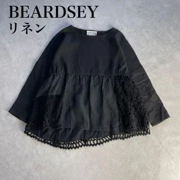BEARDSEY 비어즐리 밑단 레이스 컷 티셔츠 긴팔 플라워 튜닉