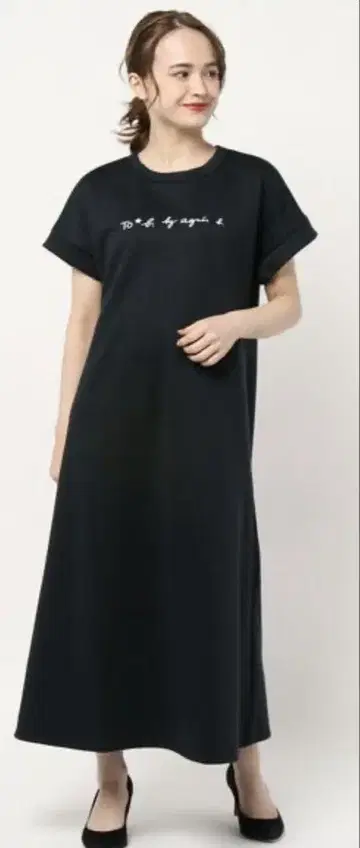 애니에스 b 블랙 반팔 롱 원피스