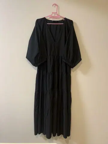 자라 롱 원피스 맥시 길이 티어드 볼륨 소매