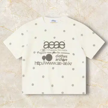 aeae 로고 도트 크롭 티셔츠 크림