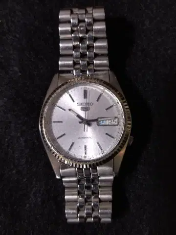 SEIKO5 세이코 파이브 오토매틱 손목시계 작동품 실버 데이 데이트