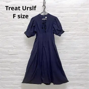 Treat urself 린넨 100% 롱 원피스 F 사이즈 리본
