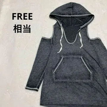 후드티 오픈 숄더 얇은 소재 긴팔 상의 F 상당 그레이 계열 여성용