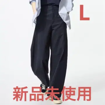 유니클로 저지 배럴 레그 팬츠 네이비 L 미사용 새상품