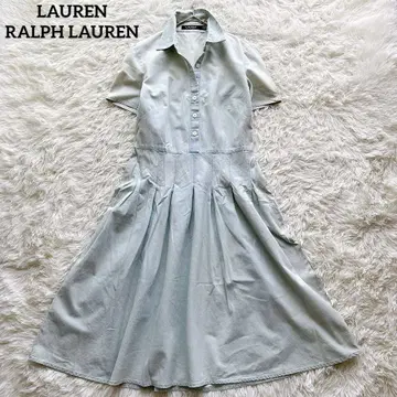 로렌 랄프 로렌 데님 셔츠 원피스 플레어 롱 A 라인