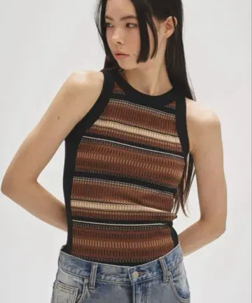 todayful Jacquard Border Tanktop 브라운
