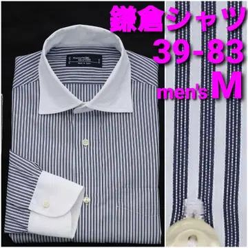 가마쿠라 셔츠 클레릭 셔츠 39-83 남성용 M 스트라이프 와이드 칼라