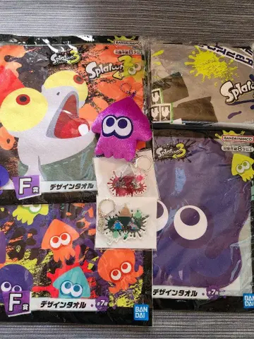 [특가 상품] Splatoon3 디자인 타월 오징어 키링 세트