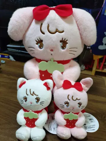 mikko 딸기 마스코트 BIG 봉제 인형 마스코트 봉제 인형 2개 세트