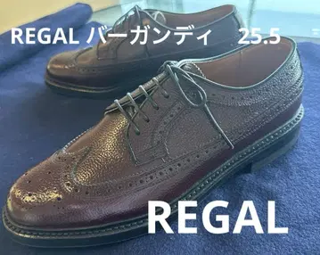 REGAL 신발 버건디 가죽 윙 칩 신발 25.5b