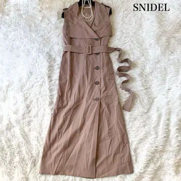 SNIDEL 트렌치 디테일 슬리브리스 원피스 0 사이즈 모브 핑크