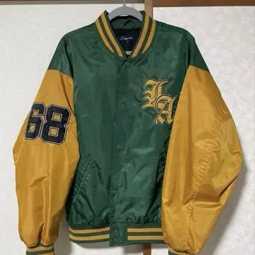 바시티 자켓 그린 옐로우 M