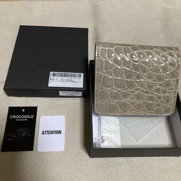 CROCODILE 천연 가죽 접이식 지갑 토프