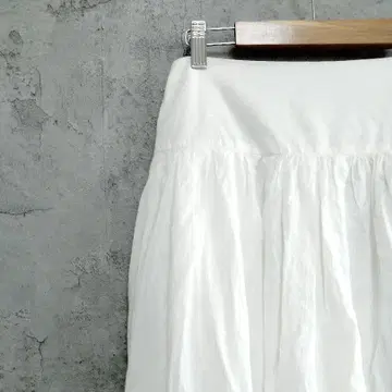 shipsany 내추럴 코튼 부드러운 플레어 롱 스커트 38 화이트