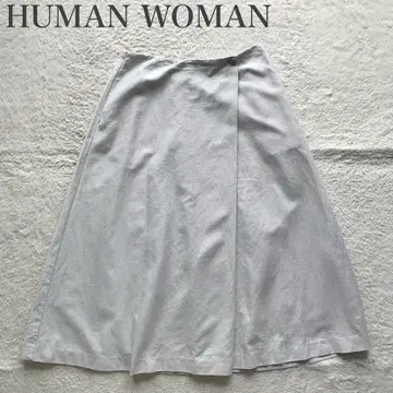 휴먼 우먼 새상품급 백 새틴 턱 플레어 스커트 코튼 린넨
