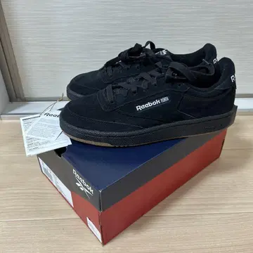 리복 클럽 C 블랙 스웨이드 스니커즈 23.5cm
