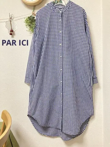 팰리시 깅엄 노카라 원피스 긴팔