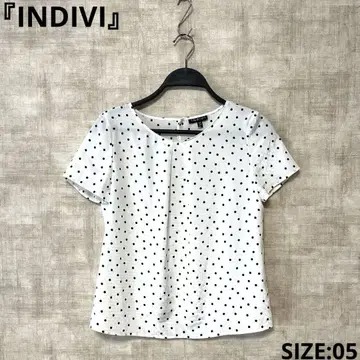 일본제 [INDIVI] 도트 프린트 반팔 블라우스 SIZE05