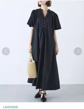 LAVEANGE 반팔 셔츠 원피스 블랙 4L