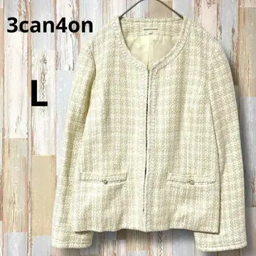산칸시온 노카라 트위드 자켓 L 화이트 포멀 봄/가을