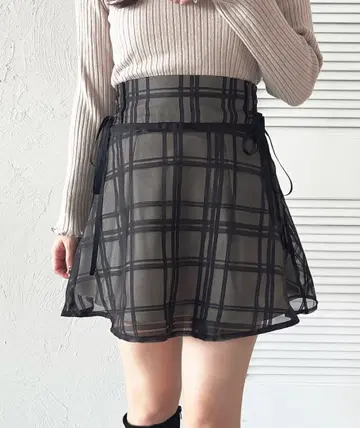 apres jour 하이 웨스트 사이드 레이스업 스커트