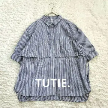 TUTIE. 츠치에 코튼 스트라이프 블라우스 블루