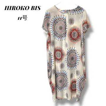 HIROKO BIS 화이트 패턴 원피스 사이즈 11호