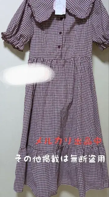 시마무라 아오키 미사코 원피스 LL 사이즈 깅엄 체크 중간 빨간색