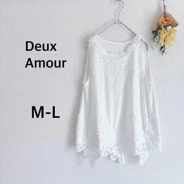 Deux Amour 슬리브리스 티셔츠 화이트 레이스 고급