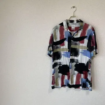 새상품급 자라 오픈 카라 셔츠 relaxed fit 레이온 L