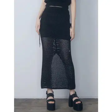 EMODA 포인트 리본 크로셰 스커트
