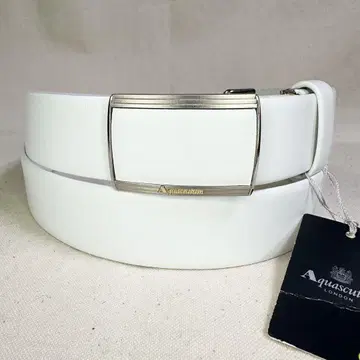 Aquascutum 아쿠아 스큐텀 가죽 벨트 자동 버클 화이트