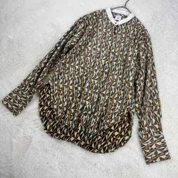 6 ROKU DIAMOND PRINT SHIRT 셔츠 밴드 카라 긴팔