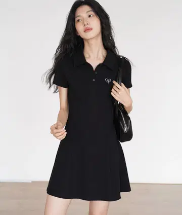 EIGHTHMONTH 폴로 칼라 플레어 원피스 S Fano Studios