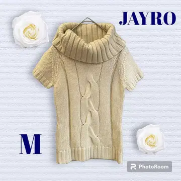 JAYRO 자이로 루즈한 하이넥 반팔 니트 M 사이즈 베이지