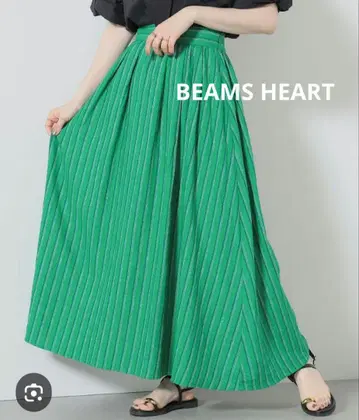 BEAMS HEART 빔즈 하트 린넨 혼방 플레어 롱 스커트
