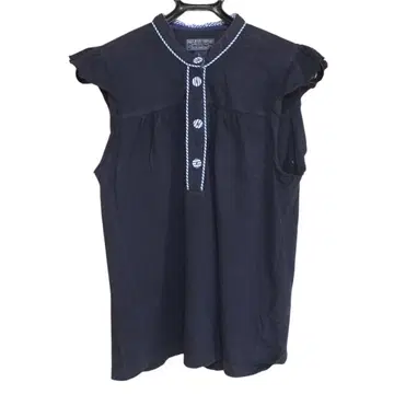 폴로 청바지 랄프 로렌 슬리브리스 프릴 블라우스 L 네이비