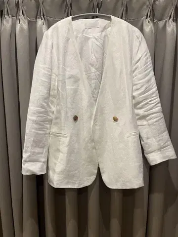 GALLARDAGALANTE 화이트 노카라 자켓 더블 버튼