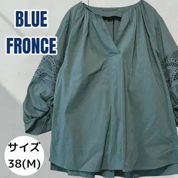 블루 폰세 blue fronce 블라우스 레이스 소매 그린 튜닉