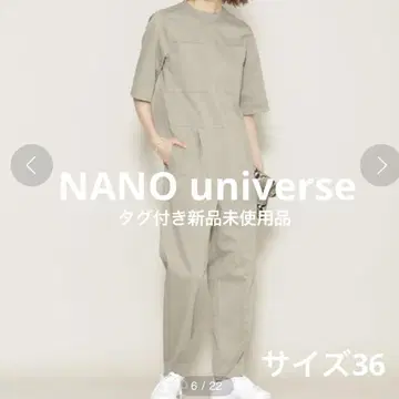 택 포함 미사용품 NANO universe 점프 수트 5부 소매 카키